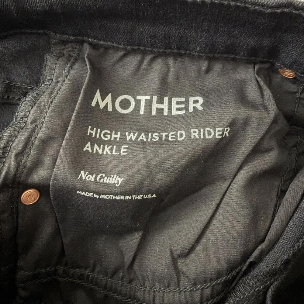 Mother Jeans Womens 29 Black High Waisted Rider Ankle Not Guilty Straight Denim